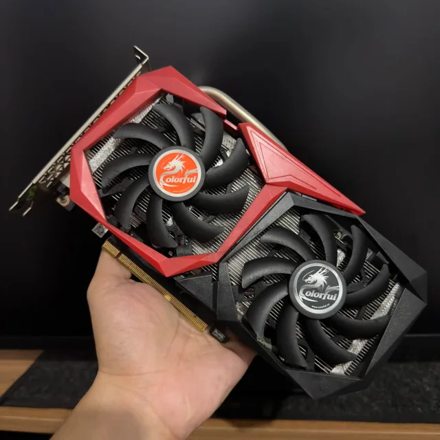 Colorful dual-fan graphics card, front view